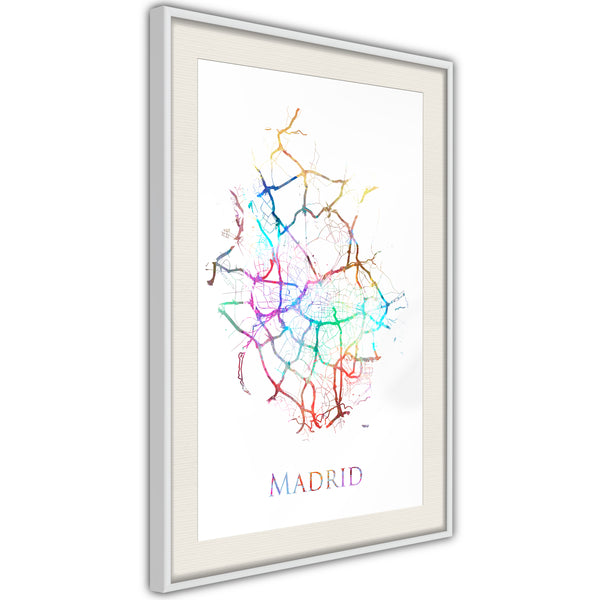 Poster - City Map: Madrid (Colour)  - wit passepartout
