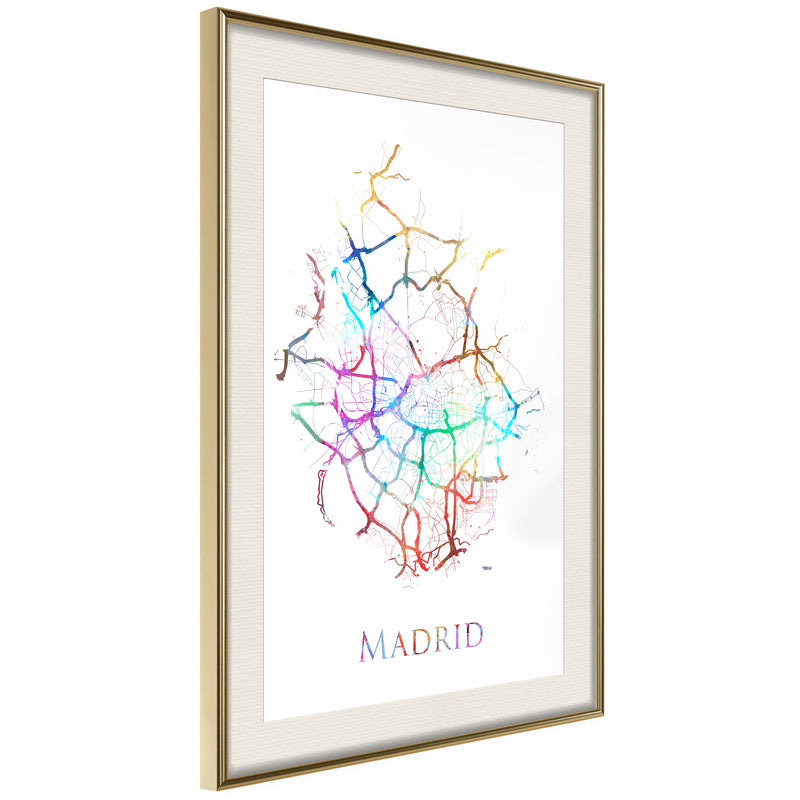 Poster - City Map: Madrid (Colour)  - goud passepartout