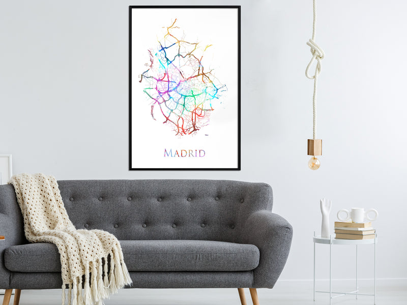 Poster - City Map: Madrid (Colour)  - zwart