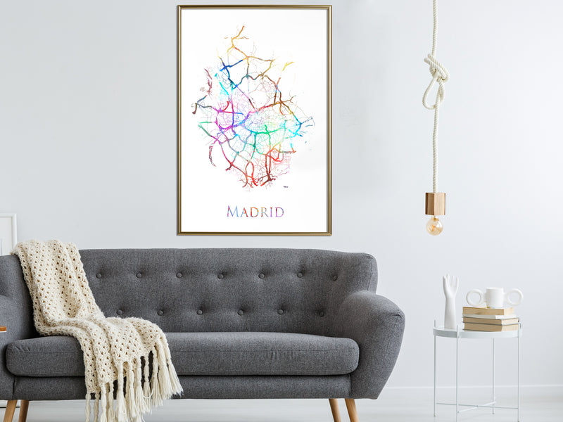 Poster - City Map: Madrid (Colour)  - goud