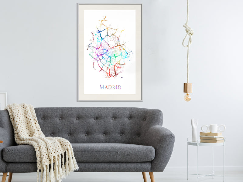 Poster - City Map: Madrid (Colour)  - wit passepartout