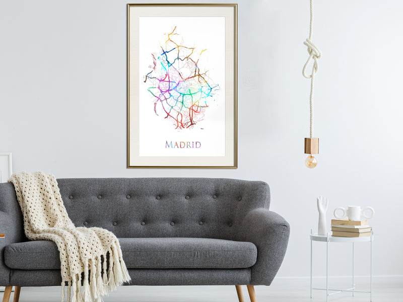 Poster - City Map: Madrid (Colour)  - goud passepartout