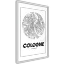 Poster - City Map: Cologne (Round)  - wit