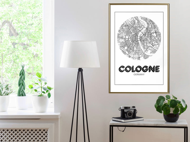 Poster - City Map: Cologne (Round)  - goud