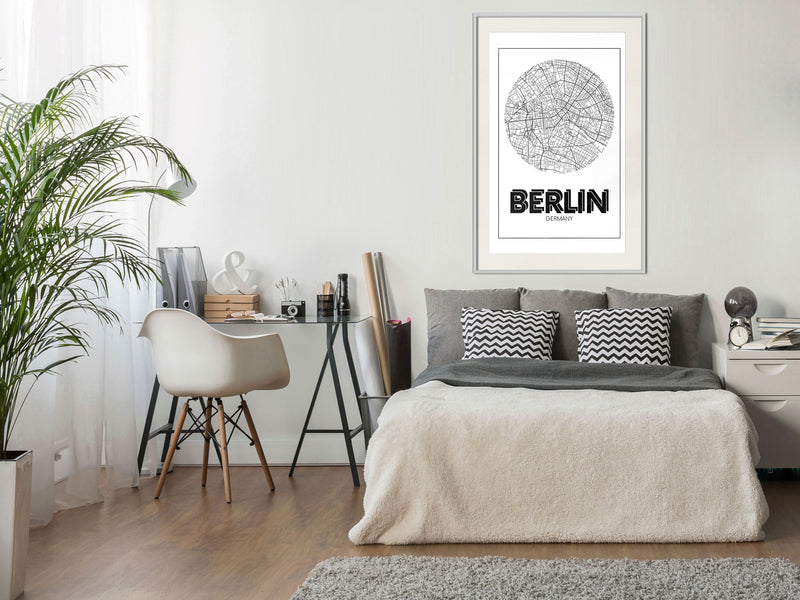 Poster - City Map: Berlin (Round)  - wit passepartout