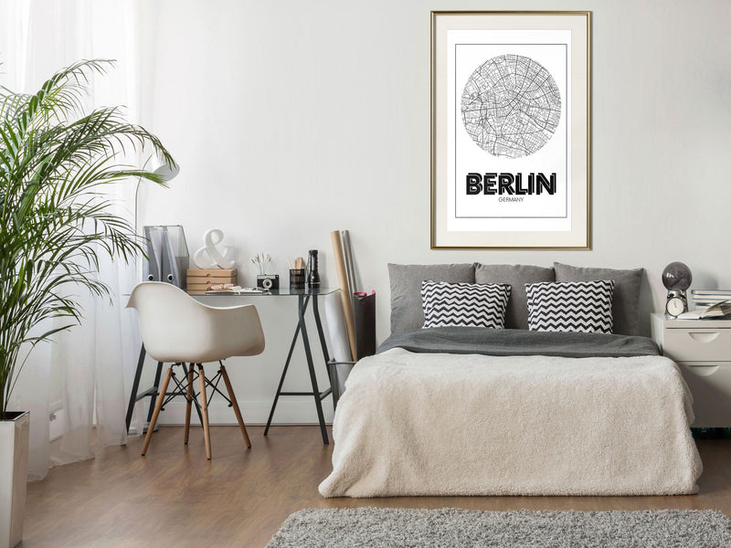 Poster - City Map: Berlin (Round)  - goud passepartout