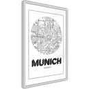 Poster - City Map: Munich (Round)  - wit