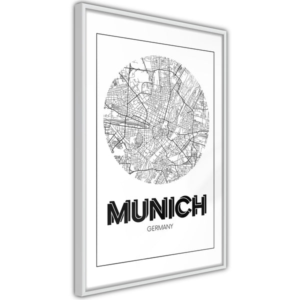 Poster - City Map: Munich (Round)  - wit