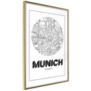 Poster - City Map: Munich (Round)  - goud
