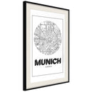 Poster - City Map: Munich (Round)  - zwart passepartout