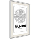 Poster - City Map: Munich (Round)  - wit passepartout