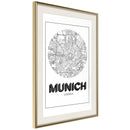 Poster - City Map: Munich (Round)  - goud passepartout