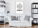 Poster - City Map: Munich (Round)  - wit passepartout