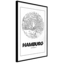 Poster - City Map: Hamburg (Round)  - zwart