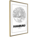 Poster - City Map: Hamburg (Round)  - goud