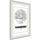 Poster - City Map: Hamburg (Round)  - wit passepartout