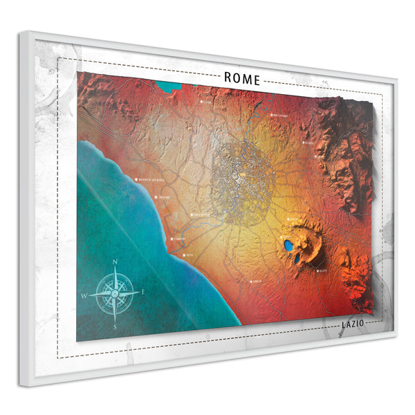Poster - Raised Relief Map: Rome  - wit
