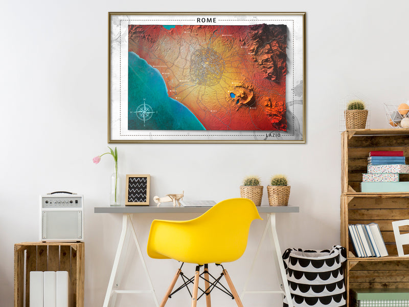 Poster - Raised Relief Map: Rome  - goud