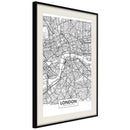 Poster - City Map: London  - zwart passepartout