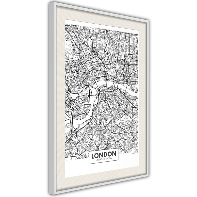 Poster - City Map: London  - wit passepartout