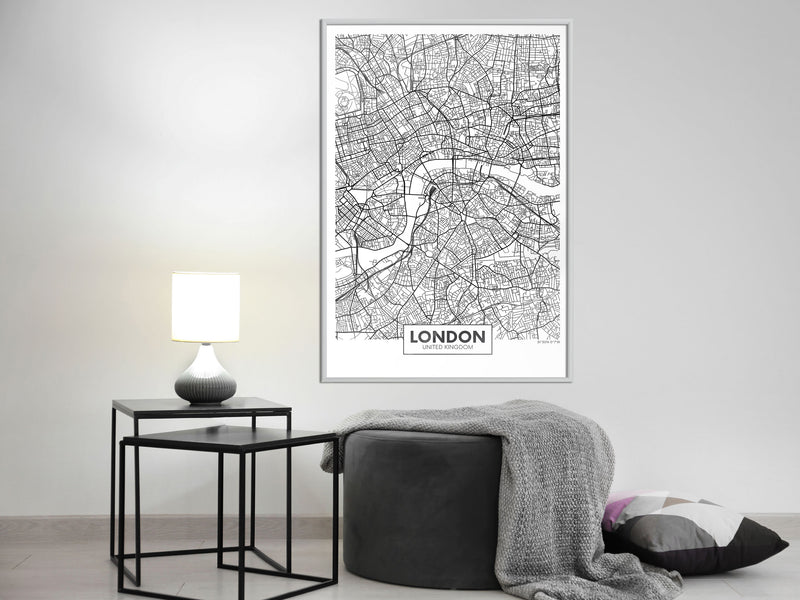 Poster - City Map: London  - wit