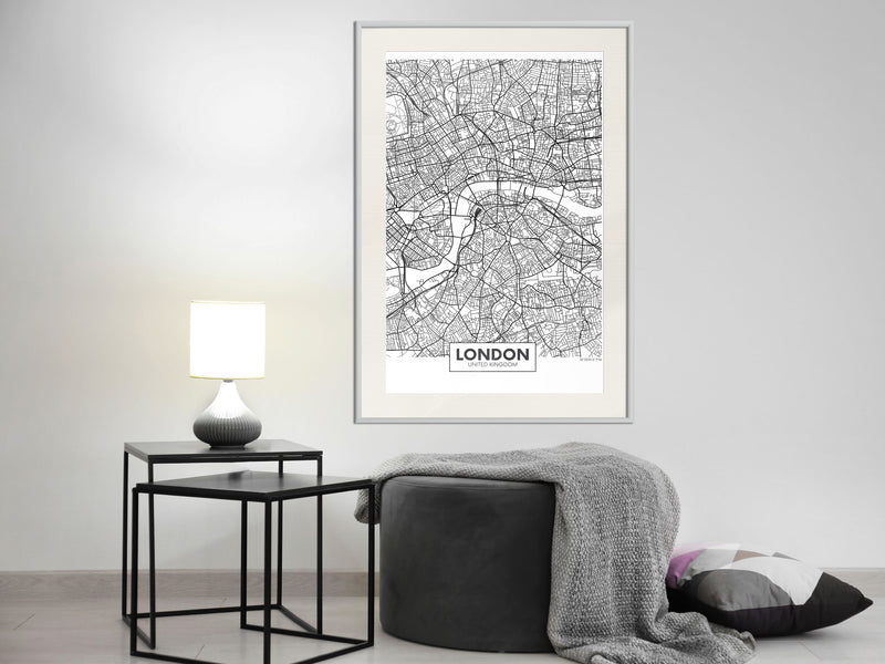 Poster - City Map: London  - wit passepartout