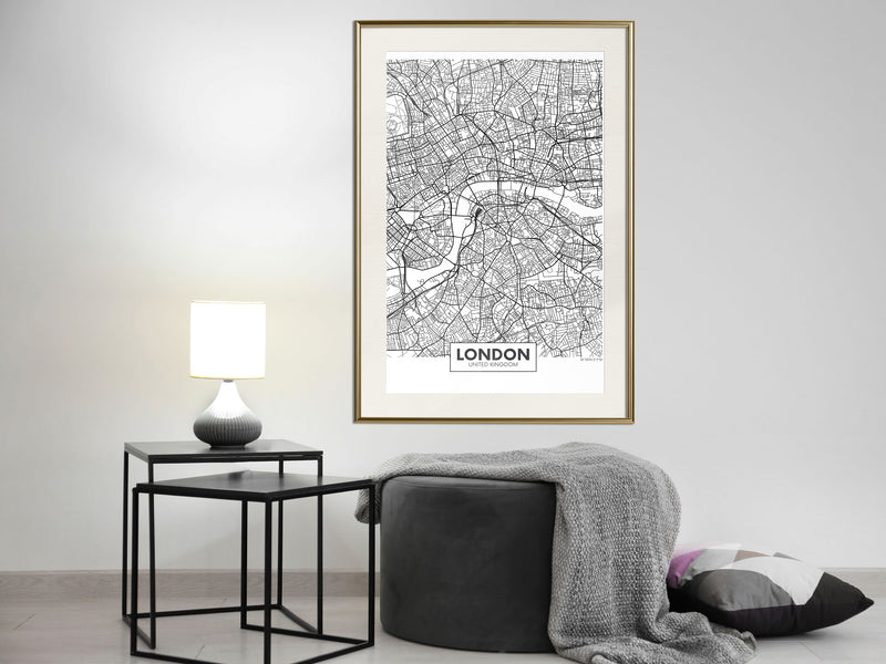 Poster - City Map: London  - goud passepartout