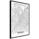 Poster - City map: Brussels  - zwart