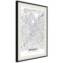 Poster - City map: Brussels  - zwart passepartout