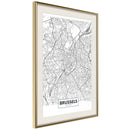 Poster - City map: Brussels  - goud passepartout