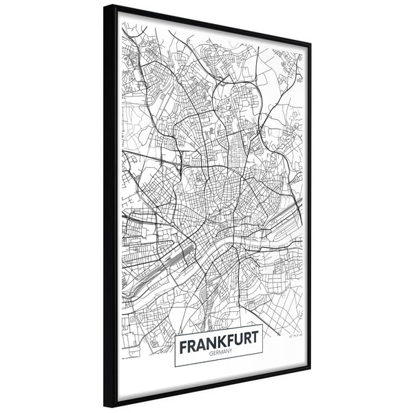 Poster - City map: Frankfurt  - zwart