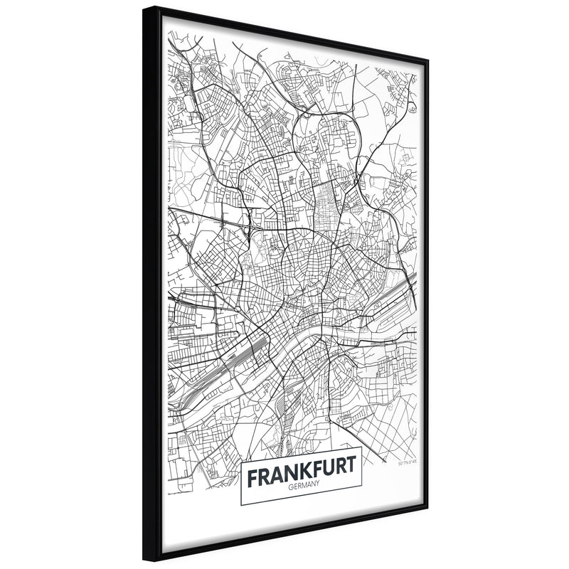 Poster - City map: Frankfurt  - zwart