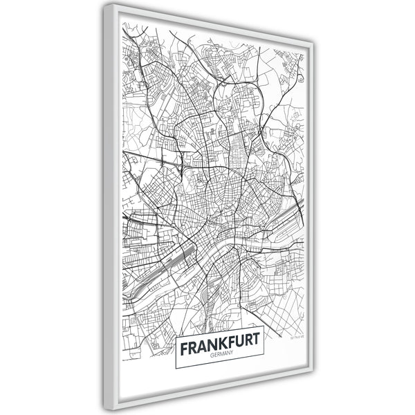 Poster - City map: Frankfurt  - wit