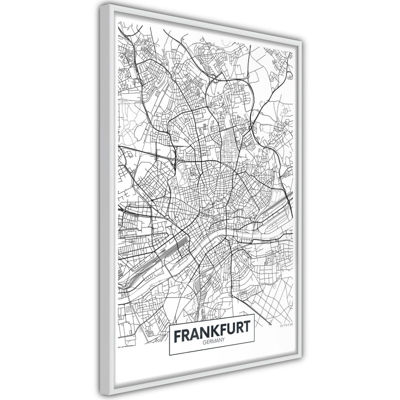 Poster - City map: Frankfurt  - wit