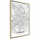 Poster - City map: Frankfurt  - goud