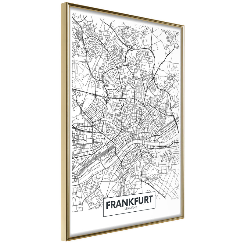 Poster - City map: Frankfurt  - goud