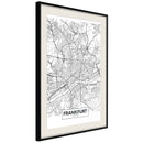 Poster - City map: Frankfurt  - zwart passepartout