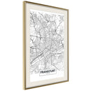 Poster - City map: Frankfurt  - goud passepartout