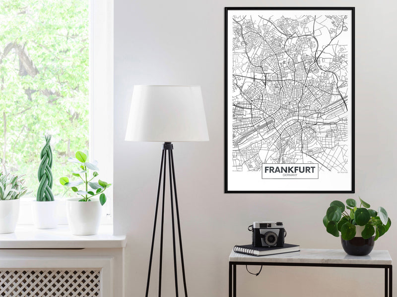 Poster - City map: Frankfurt  - zwart