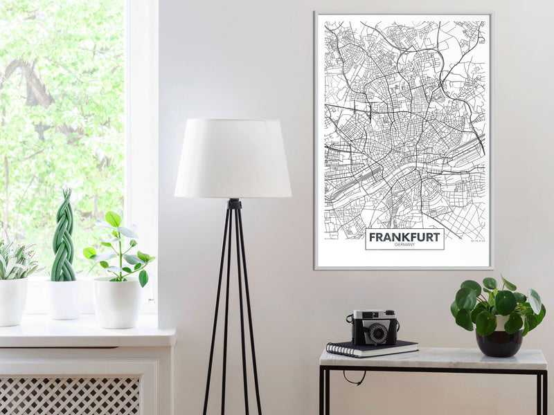 Poster - City map: Frankfurt  - wit