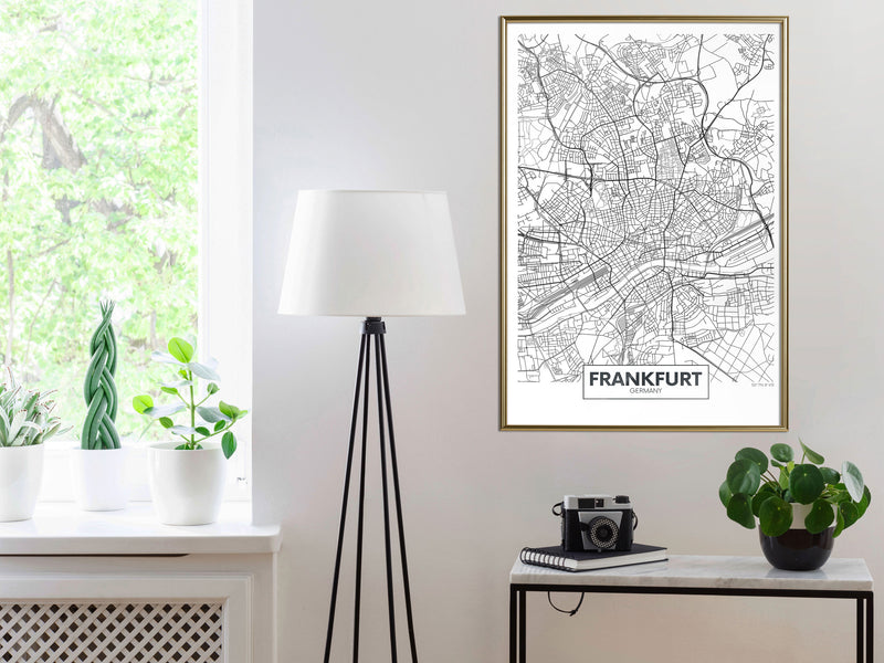 Poster - City map: Frankfurt  - goud
