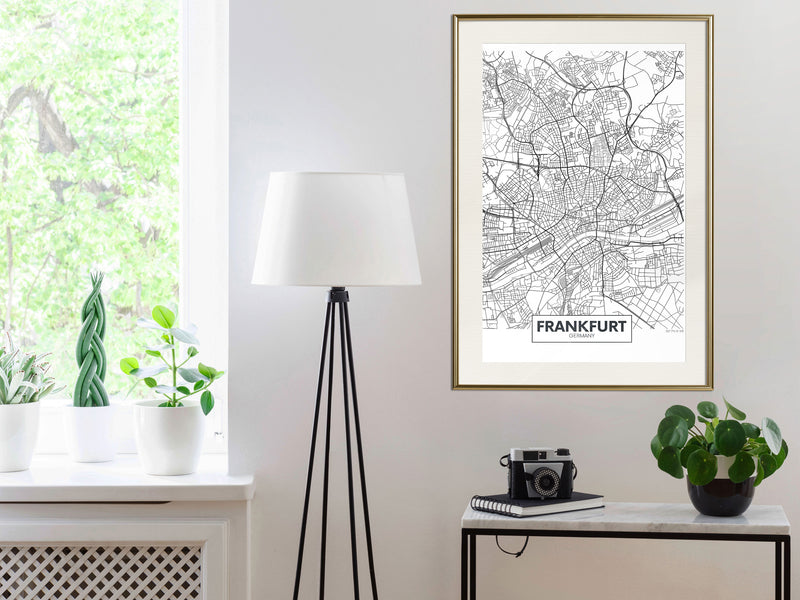 Poster - City map: Frankfurt  - goud passepartout