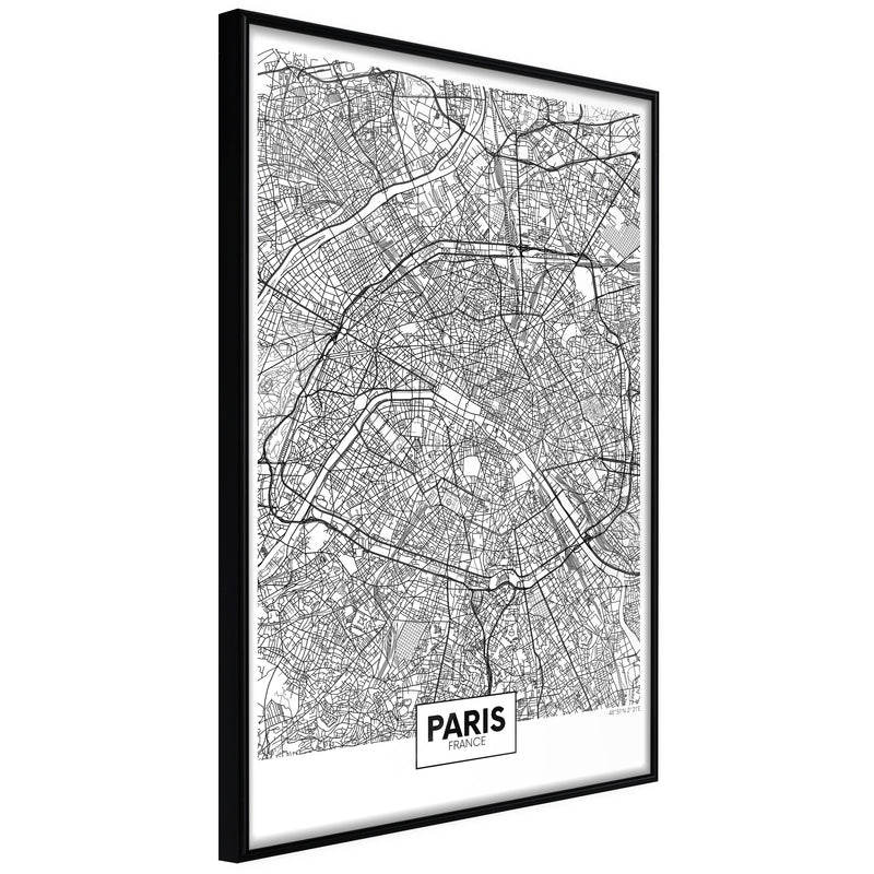Poster - City Map: Paris  - zwart