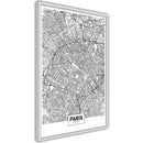 Poster - City Map: Paris  - wit