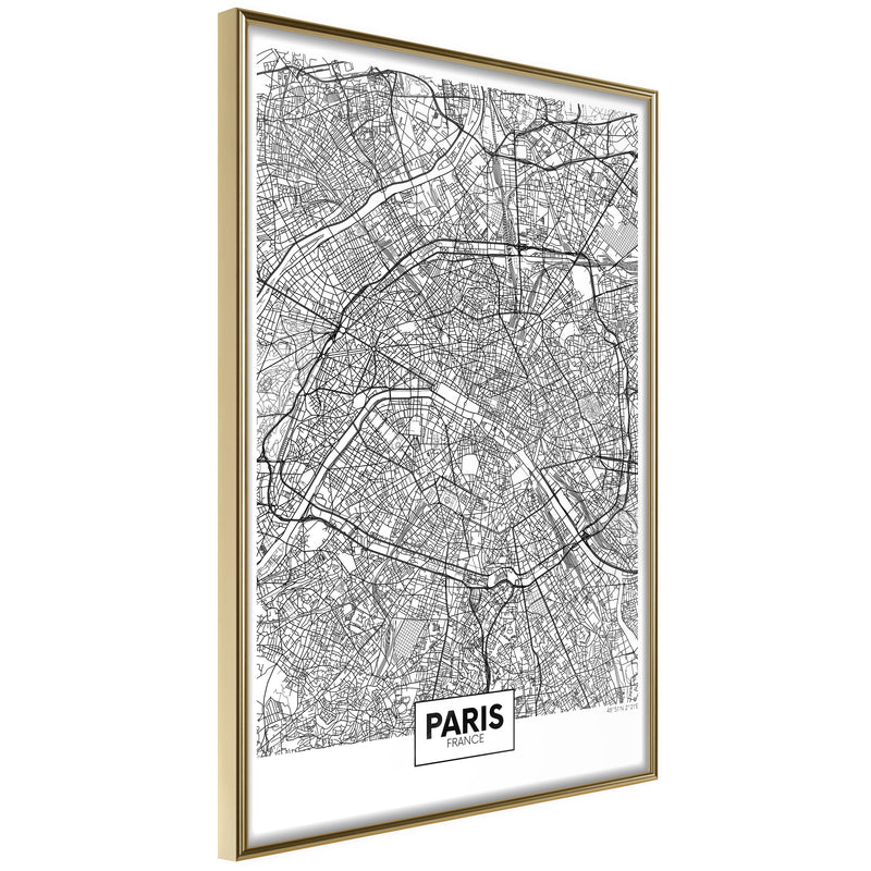 Poster - City Map: Paris  - goud