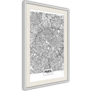 Poster - City Map: Paris  - wit passepartout