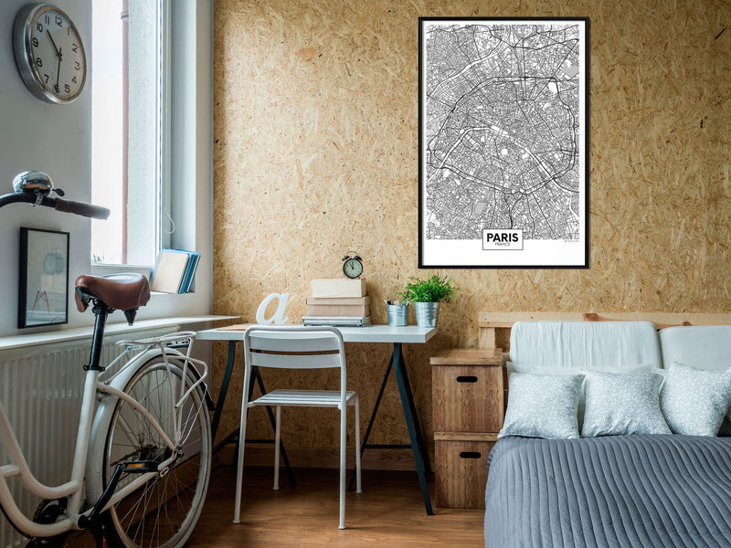 Poster - City Map: Paris  - zwart