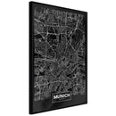 Poster - City Map: Munich (Dark)  - zwart