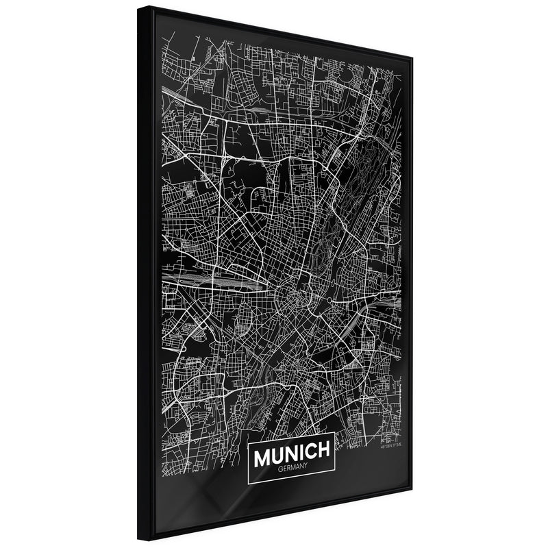 Poster - City Map: Munich (Dark)  - zwart