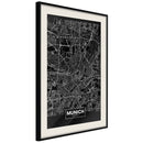 Poster - City Map: Munich (Dark)  - zwart passepartout